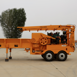 Towable horizontal grinder side view at the WeiDong yard